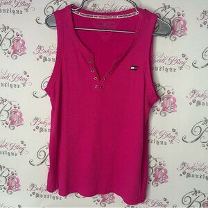 Tommy Hilfiger Pink Sleeveless Top ribbed comfy stretchy tank shirt waffle knit